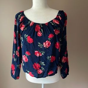 Hollister off the shoulder rose floral top